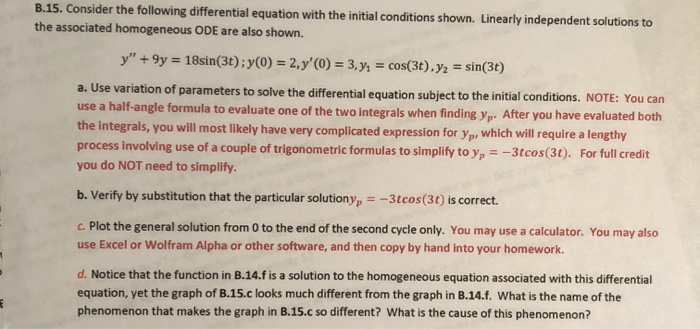 Solved B.15. Consider The Following Differential Equation | Chegg.com