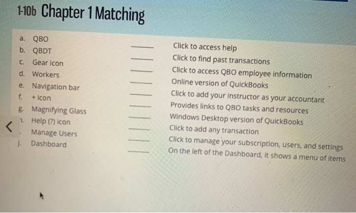 Solved 10b Chapter 1 Matching A Qbo Click To Access Help B Chegg Solved 10b Chapter 1 Matching A Qbo Click To Access Help B Chegg