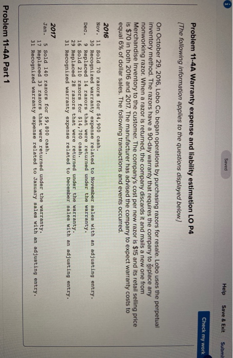 Solved Saved Help Save & Exit Submit Check my work Problem | Chegg.com
