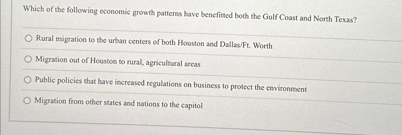 Solved Which of the following economic growth patterns have | Chegg.com