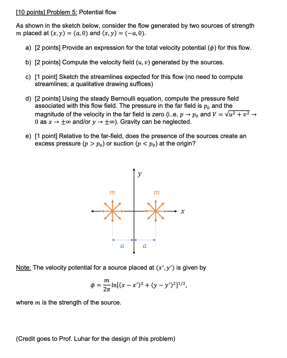 Solved [10 ﻿points] ﻿Problem 5: Potential flowAs shown in | Chegg.com