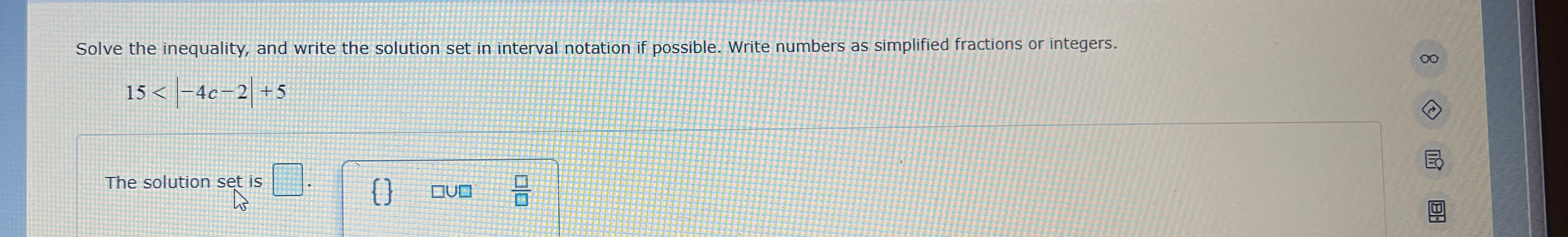 Solved Solve the inequality, and write the solution set in | Chegg.com