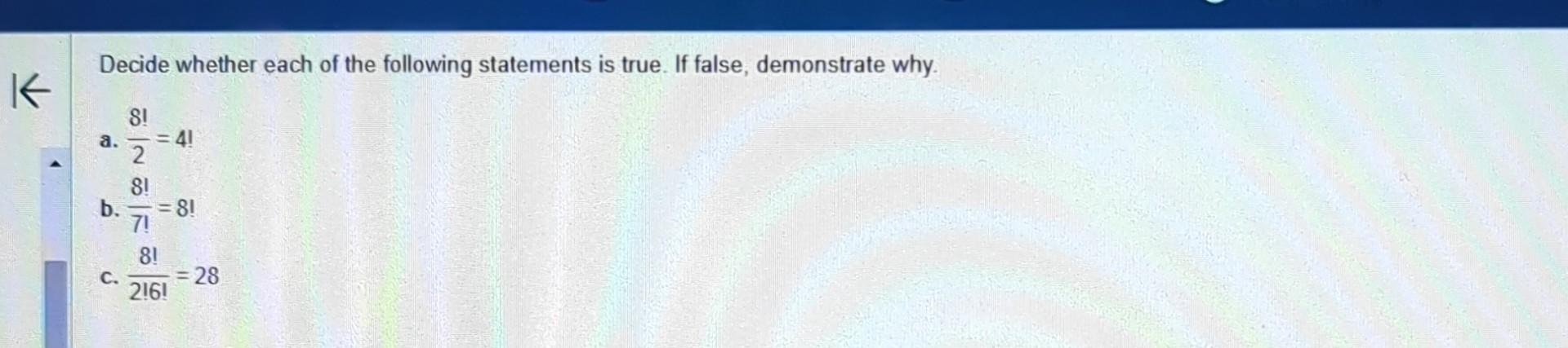 Solved Decide whether each of the following statements is | Chegg.com