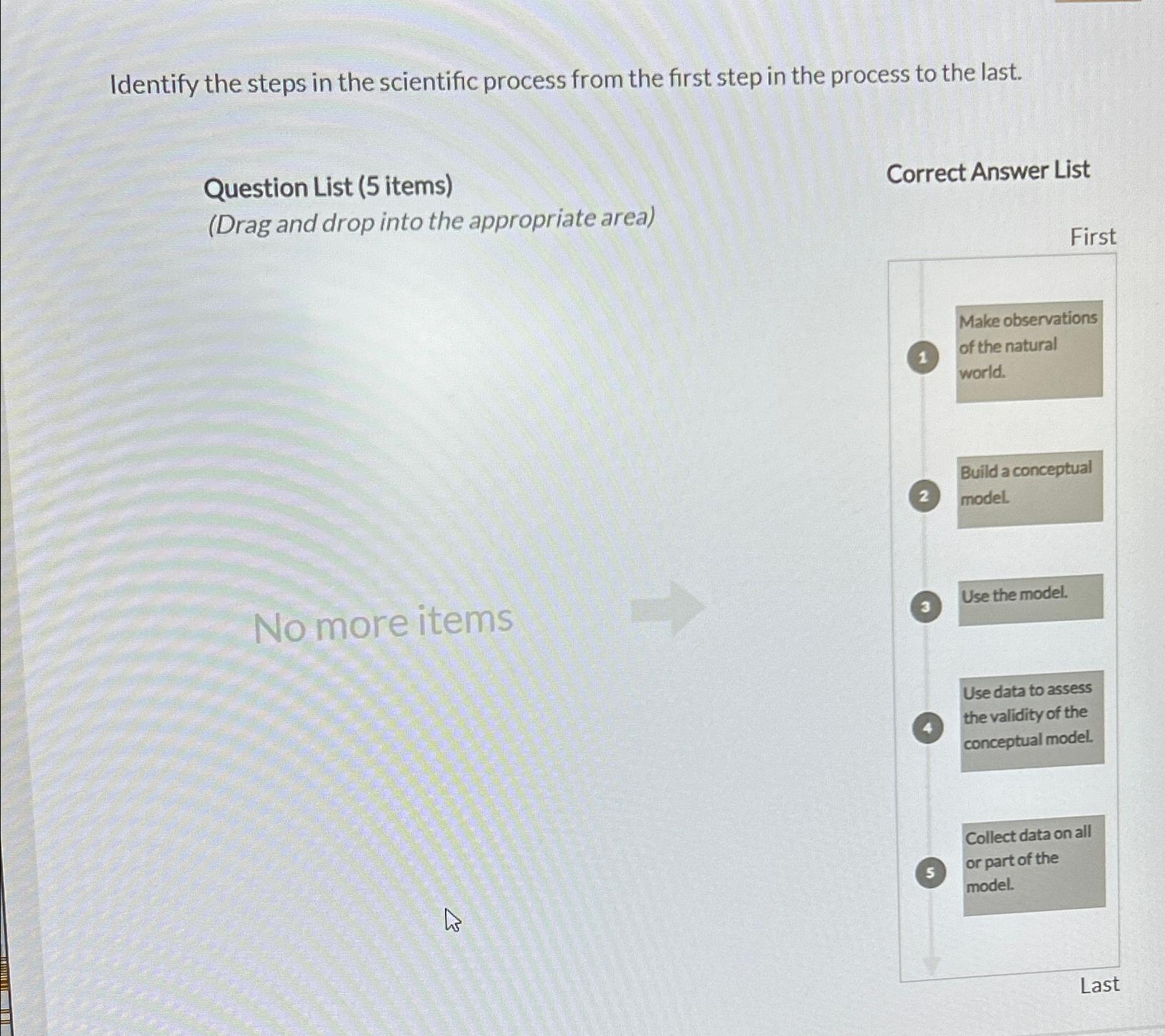 Solved Identify the steps in the scientific process from the 