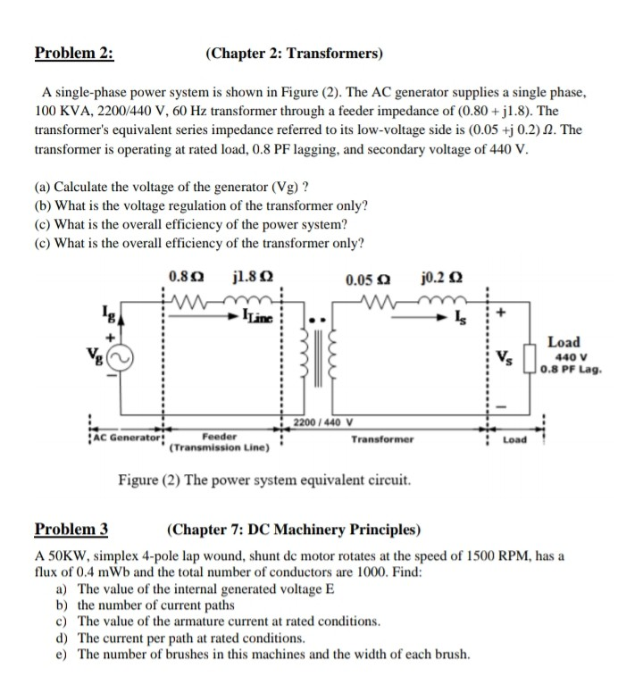 Solved Problem 2: (Chapter 2: Transformers) A Single-phase | Chegg.com