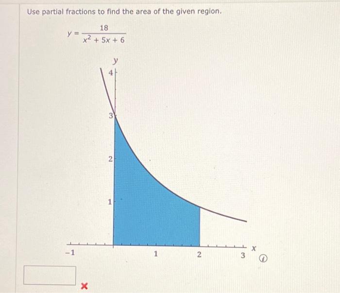 Solved Use partial fractions to find the area of the given | Chegg.com
