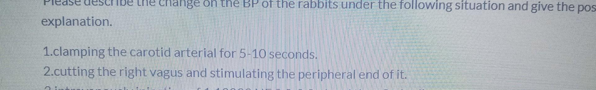 Solved please describe the change on the BP of the rabbits | Chegg.com