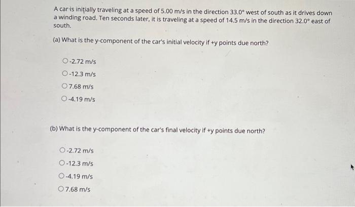 Solved A Car Is Initially Traveling At A Speed Of 5.00 M/s | Chegg.com