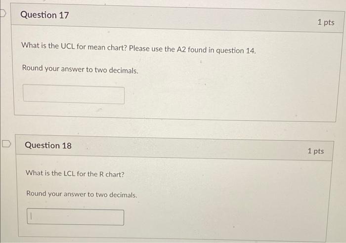 Solved Question 14 1 pts Mean chart and Range chart. Module | Chegg.com