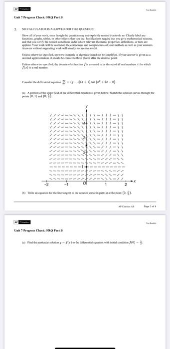 Unit 7 Progress Check: FRQ Part B 1 NO CALCULATOR IS | Chegg.com