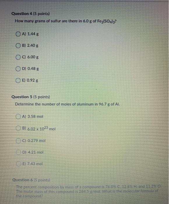 Solved Question 1 (5 Points) What Mass Of K2CO3 Is Needed To | Chegg.com