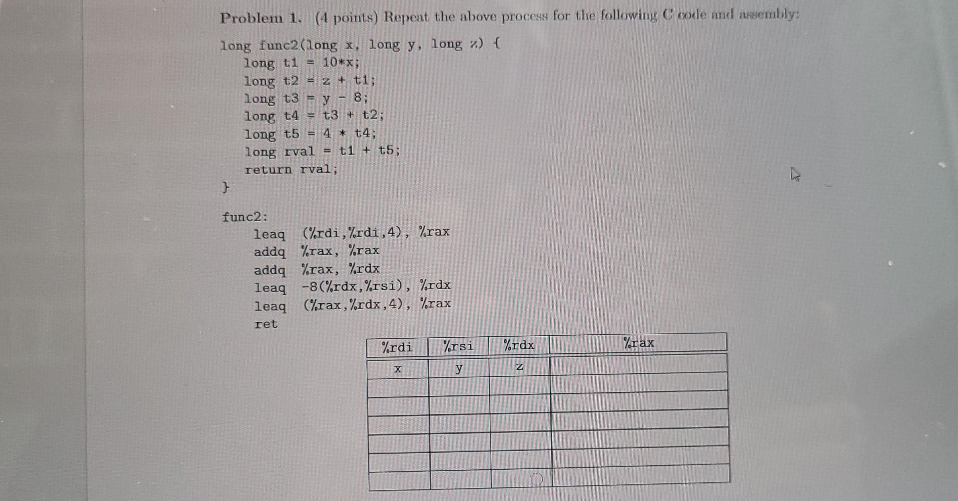 Solved Problem 0. (4 points. Consider the following C | Chegg.com