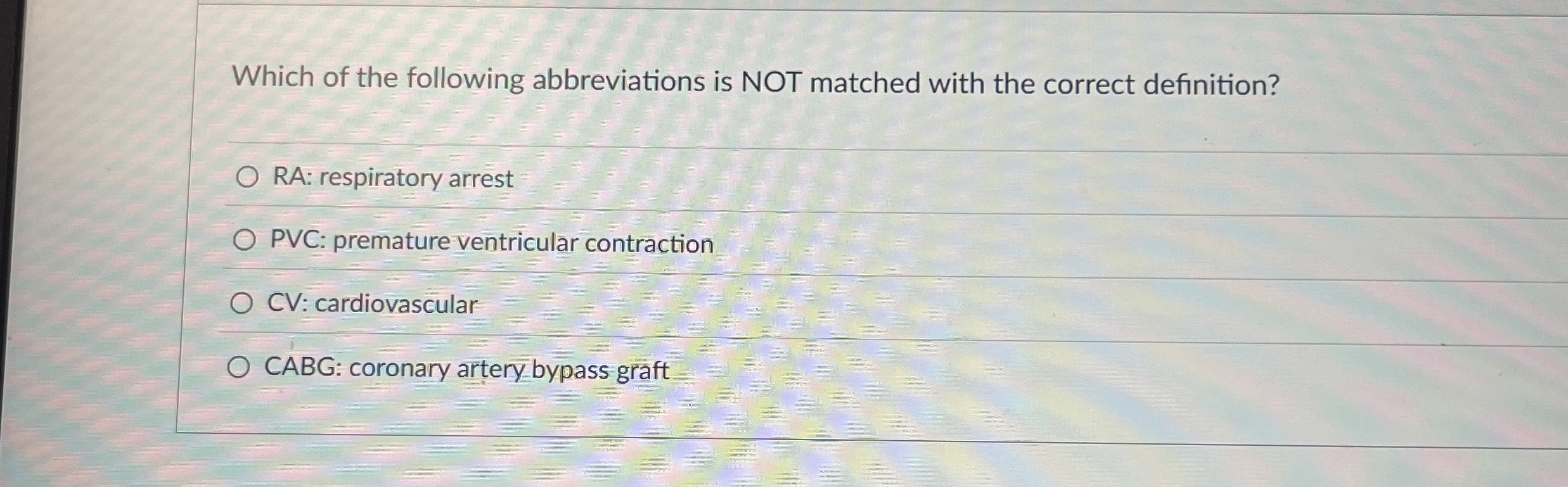 Solved Which of the following abbreviations is NOT matched