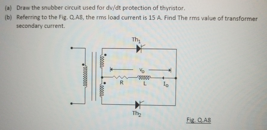 Solved (a) Draw the snubber circuit used for dv/dt | Chegg.com