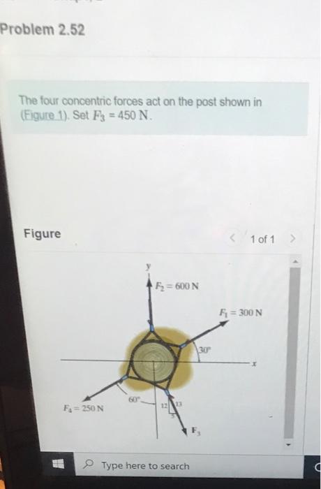 Solved Problem 2.52 The four concentric forces act on the | Chegg.com