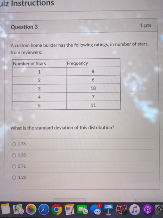 Solved uiz Instructions Question 3 1 pts A custom home | Chegg.com