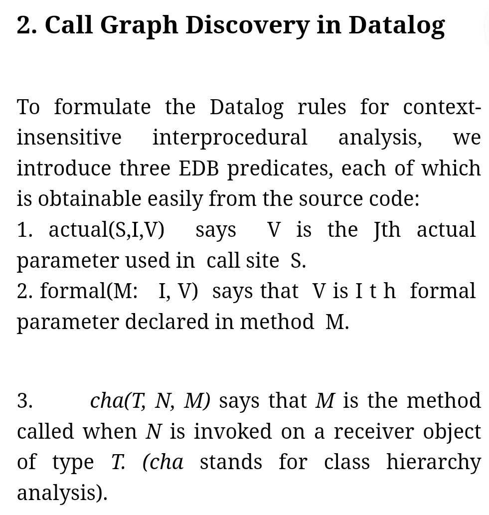 Solved 2. Call Graph Discovery In Datalog To Formulate The | Chegg.com