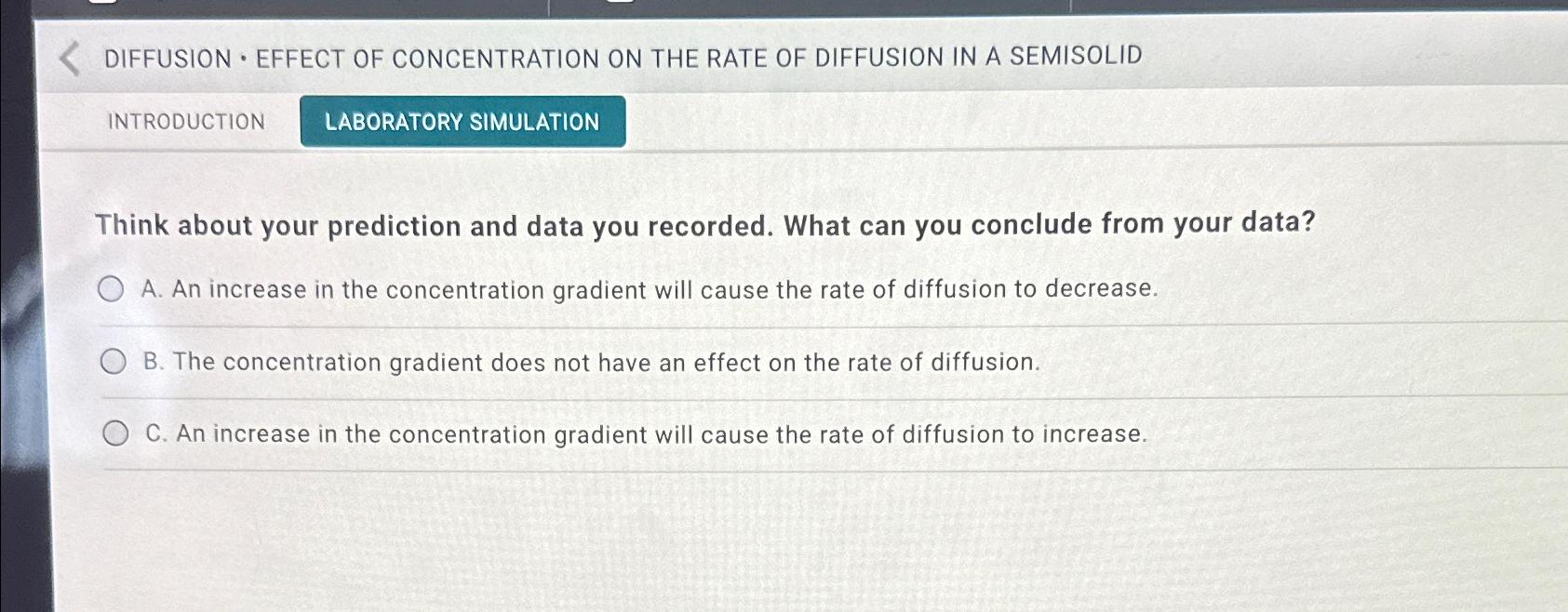 Solved DIFFUSION * ﻿EFFECT OF CONCENTRATION ON THE RATE OF | Chegg.com