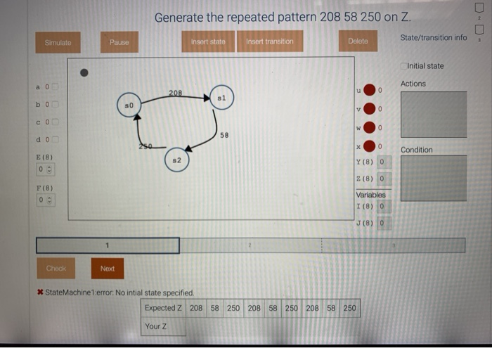 Solved Generate The Repeated Pattern 208 58 250 On Z. Insert | Chegg.com