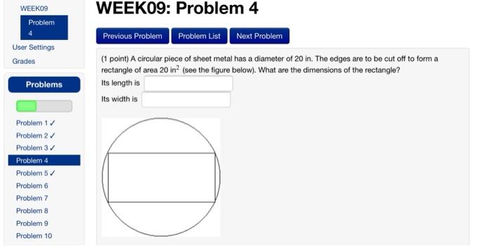 Solved WEEK09: Problem 4 WEEK09 Problem User Settings Grades | Chegg.com