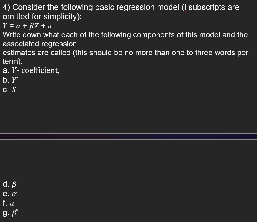 Solved Consider the following basic regression model (i | Chegg.com