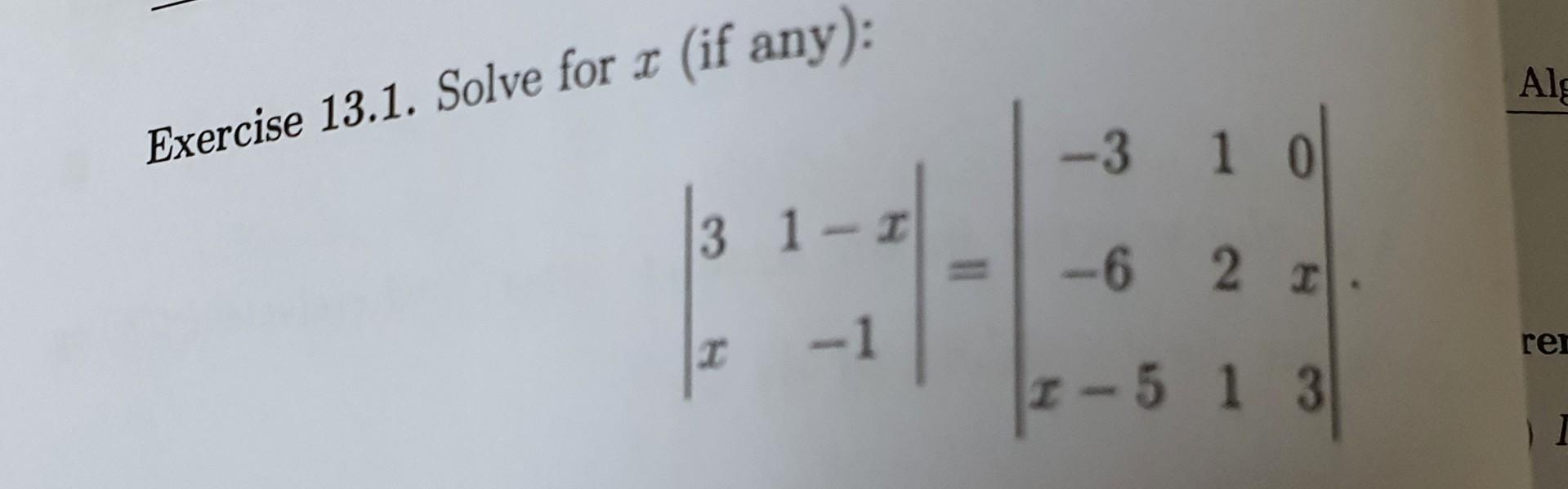Solved Exercise 13.1. Solve for x (if any): | Chegg.com