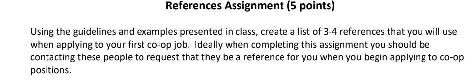 Solved References Assignment (5 ﻿points)Using the guidelines | Chegg.com