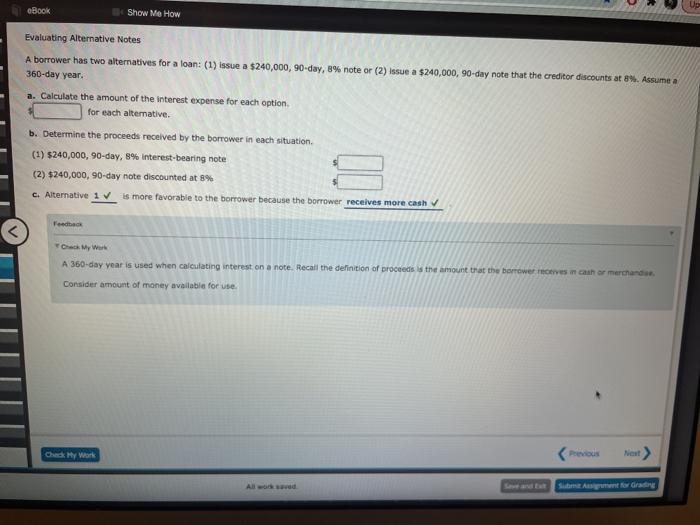 Solved EBook Show Me How Evaluating Alternative Notes A Chegg Com