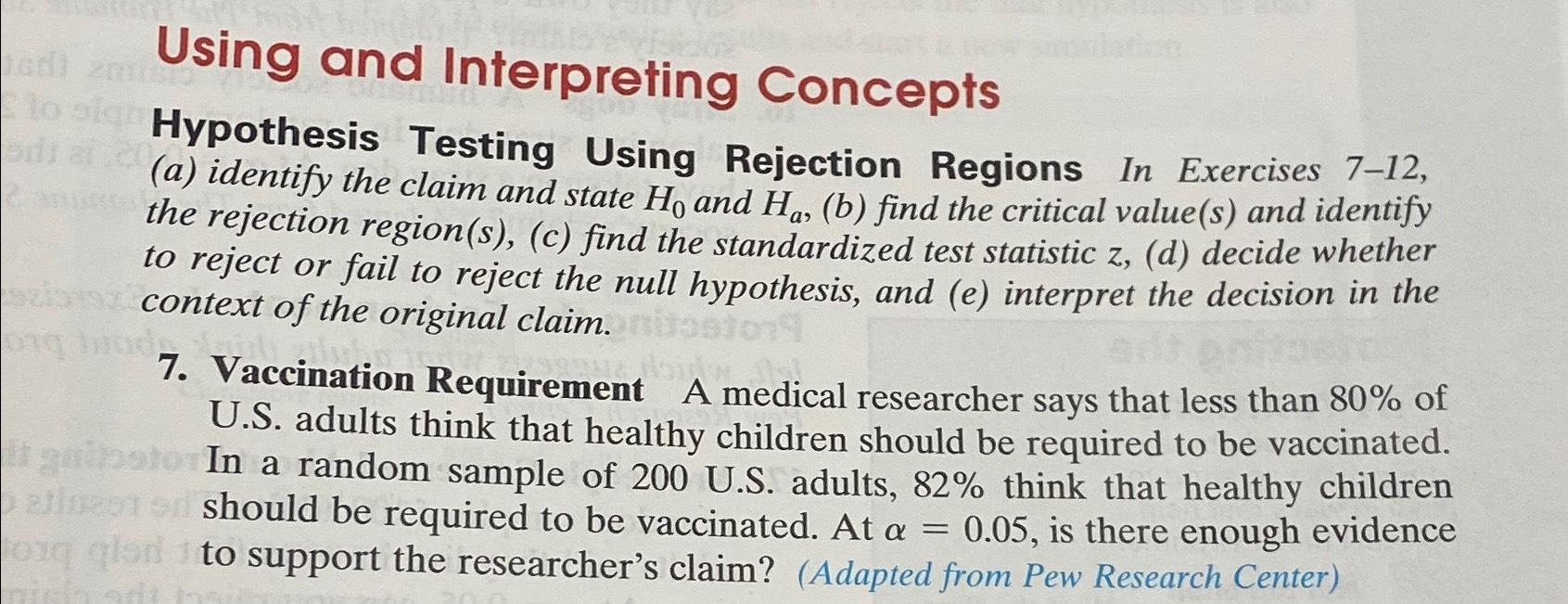 Solved Using and Interpreting ConceptsHypothesis Testing | Chegg.com