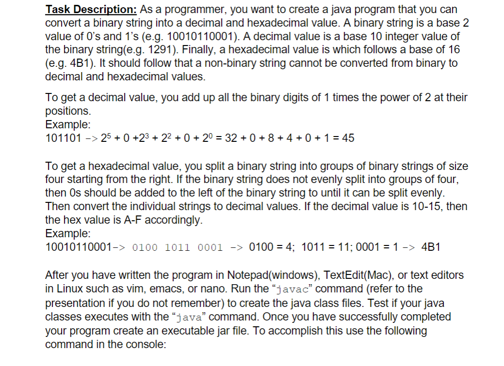 Solved Task Description: As a programmer, you want to create | Chegg.com