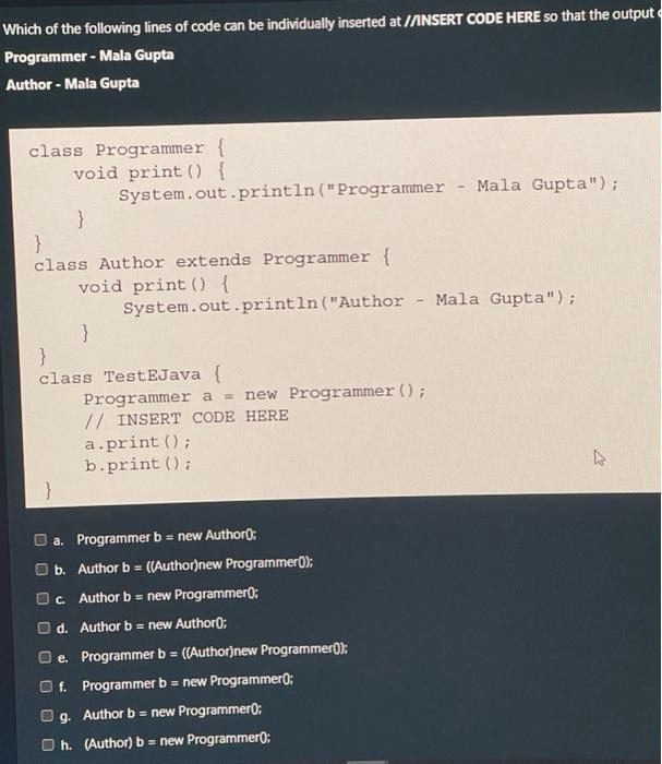 Solved Which of the following lines of code can be | Chegg.com