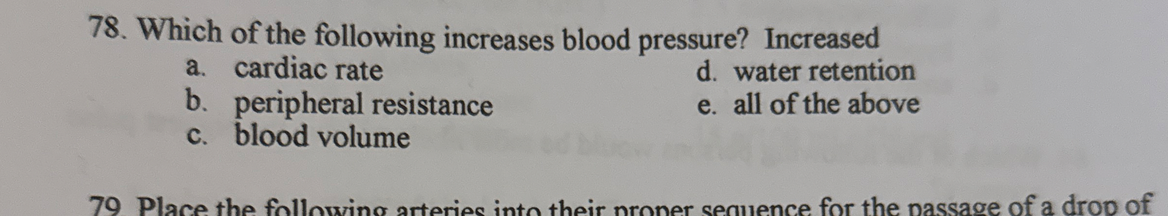 Solved Which of the following increases blood pressure? | Chegg.com