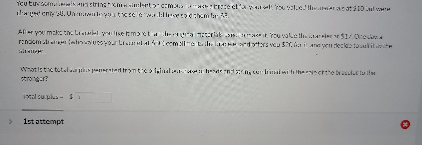 Solved You buy some beads and string from a student on | Chegg.com