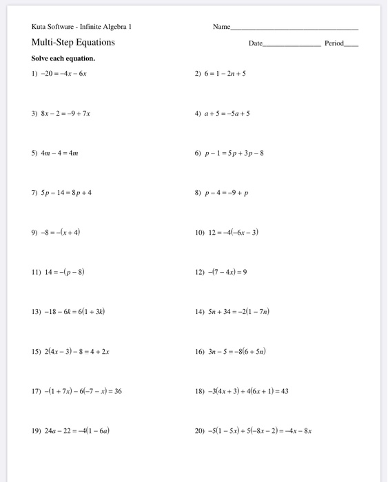 Solved Name Date Period Kuta Software - Infinite Algebra 1 | Chegg.com