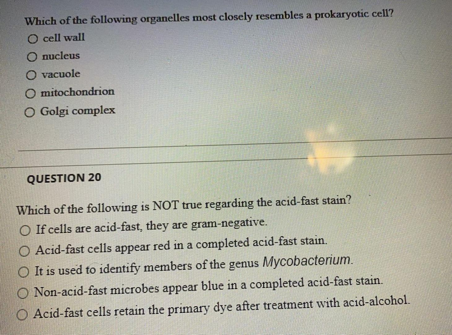 Solved Which of the following organelles most closely