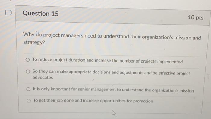 Solved Question 11 10 pts You are a new project manager who | Chegg.com
