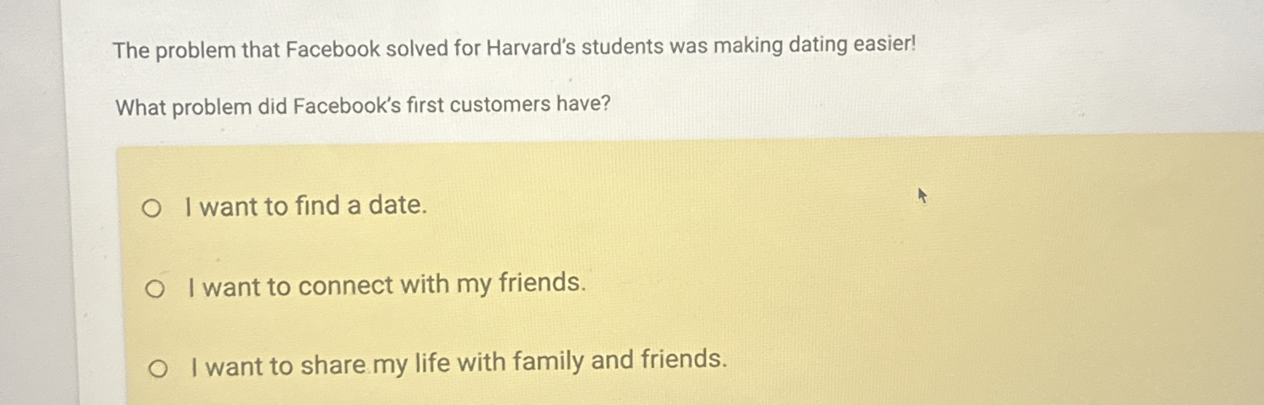 Solved The problem that Facebook solved for Harvard's | Chegg.com
