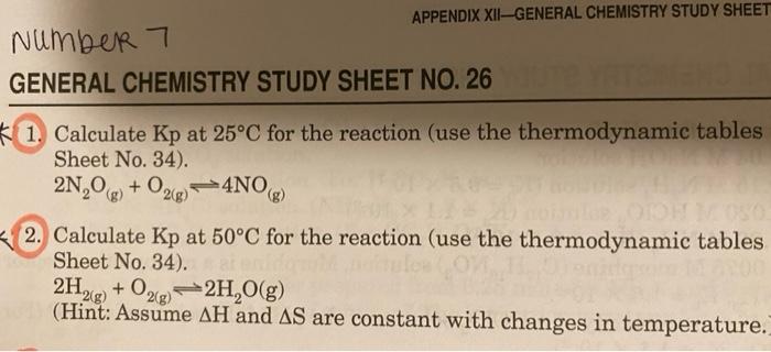 Solved APPENDIX XII-GENERAL CHEMISTRY STUDY SHEET Number 7 | Chegg.com
