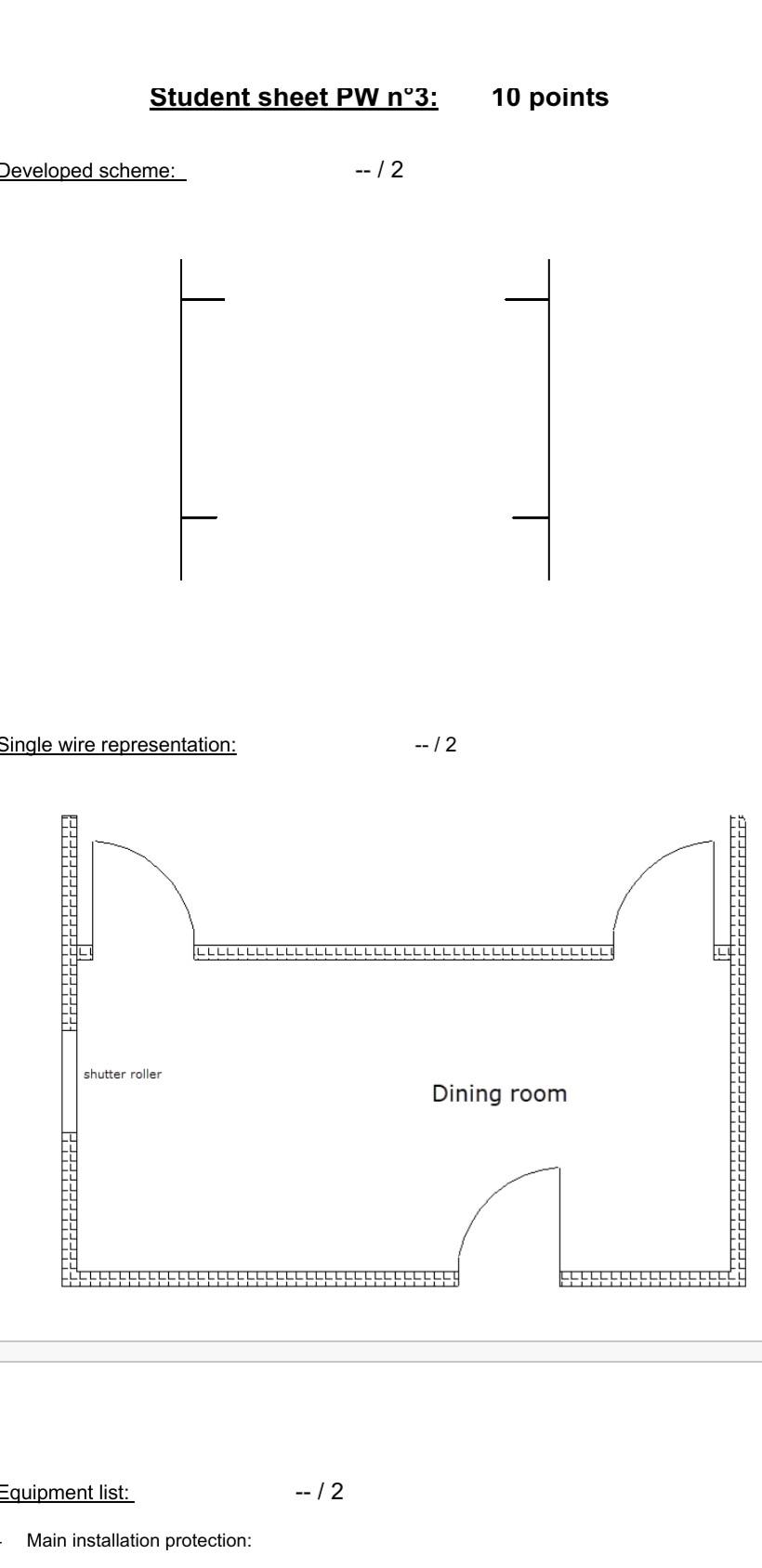 Equipment list: -- 12 Main installation protection: | Chegg.com