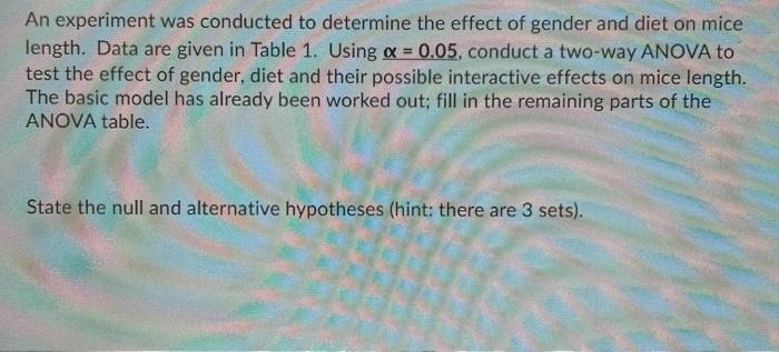 Solved An experiment was conducted to determine the effect | Chegg.com