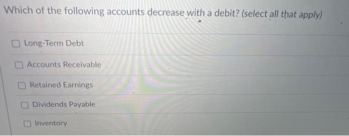Solved Which of the following accounts decrease with a | Chegg.com