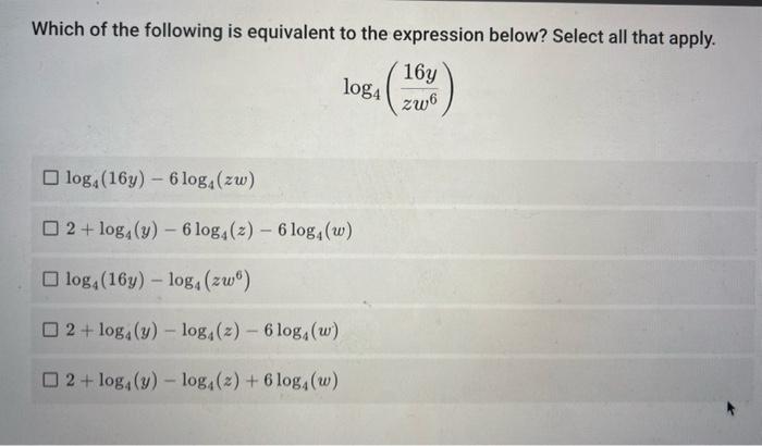 Solved Which of the following is equivalent to the | Chegg.com