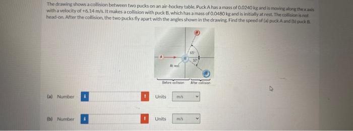 Solved The drawing shows a collision between two pucks on an | Chegg.com
