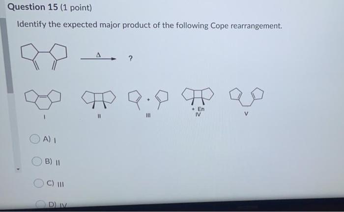 Solved Question 15 (1 point) Identify the expected major | Chegg.com