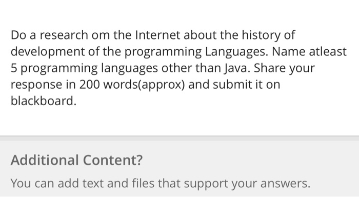 Do a research om the Internet about the history of development of the programming Languages. Name atleast 5 programming langu