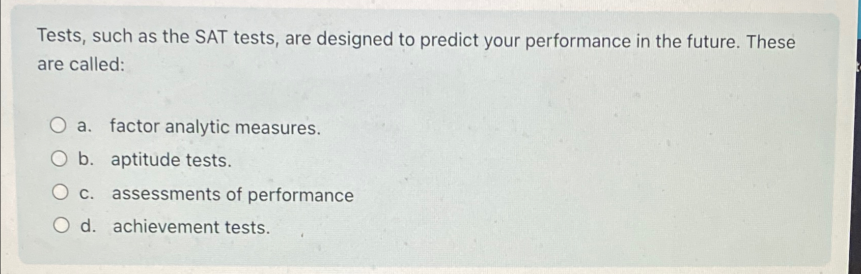 Solved Tests, such as the SAT tests, are designed to predict