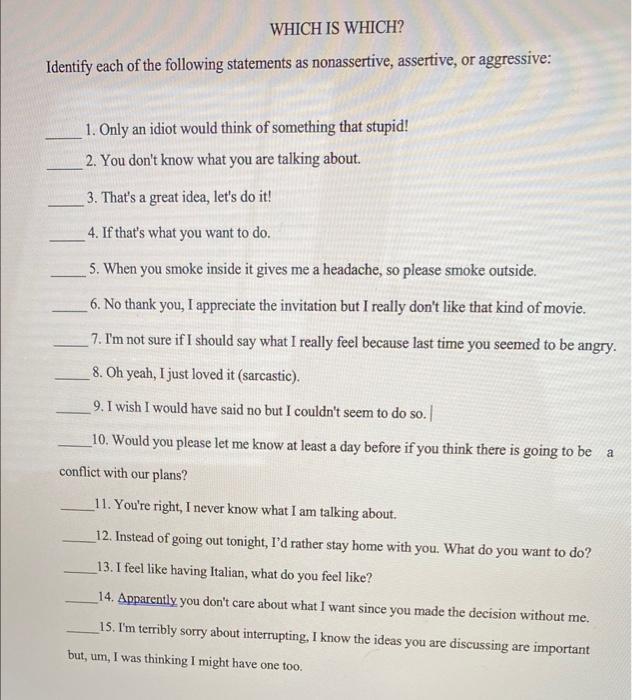 identify each of the following statements as no | Chegg.com