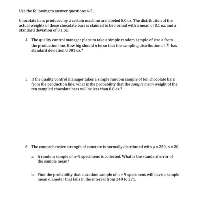 Solved Use the following to answer questions 4-5: Chocolate | Chegg.com