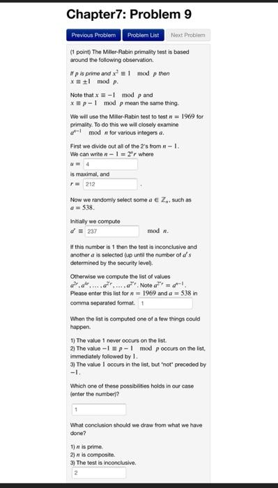 Solved Chapter 7: Problem 9 Previous Problem Problem List | Chegg.com
