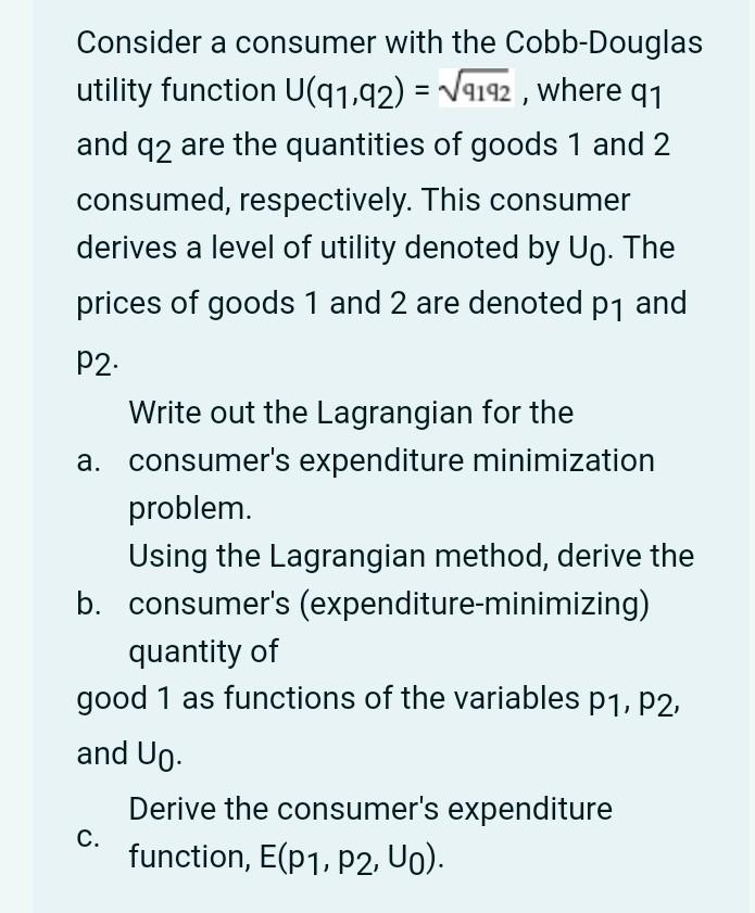 Solved A Consumer Has Preferences Given By The Constant | Chegg.com